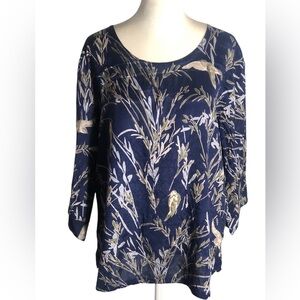 Masai Copenhagen semi sheer lightweight half sleeve top Sz Large